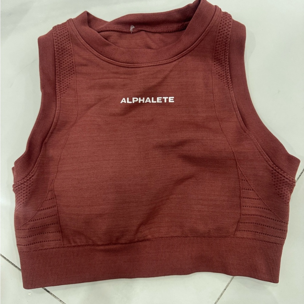 Alphalete Burgundy Ribbed Sleeveless Crop Top